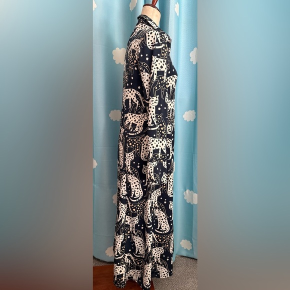 MONKL cat print maxi dress. Button front XXS - Picture 10 of 10